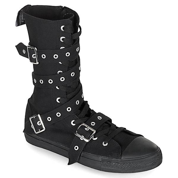 Demonia Men's Deviant-204 Sneakers Boots - Black Canvas D5926-41US Clearance